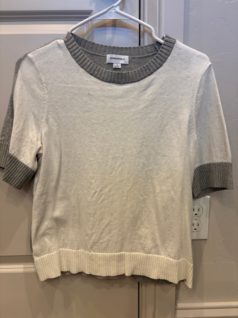 summersalt Cream Top with Gray Trim